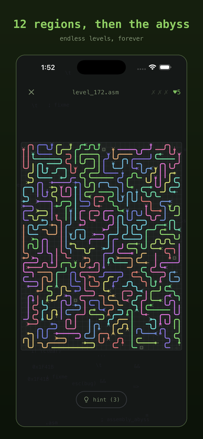 A dense, colorful board deep in the endless abyss region